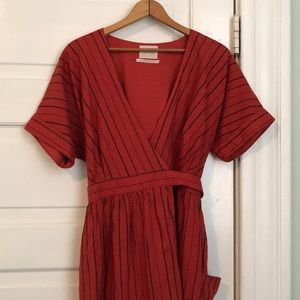 Red and black wrap dress